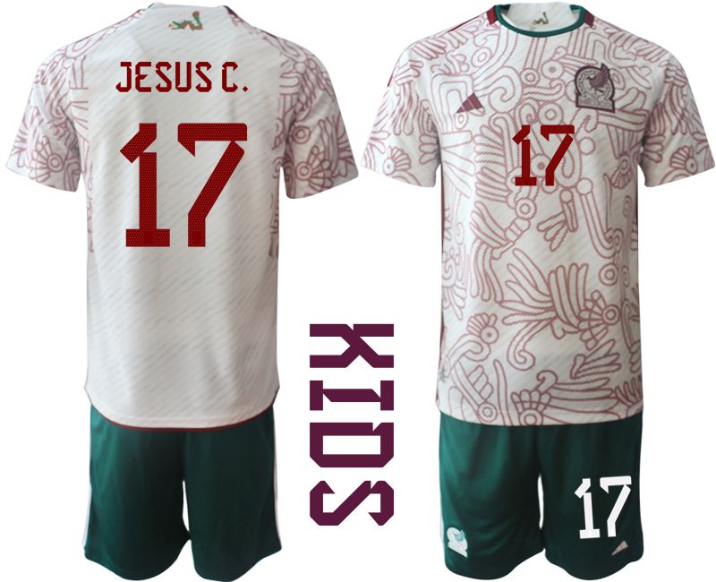 Youth 2022 World Cup National Team Mexico away white #17 Soccer Jersey->youth soccer jersey->Youth Jersey